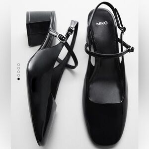 Mango round toe block heel pumps black 7.5 / 38